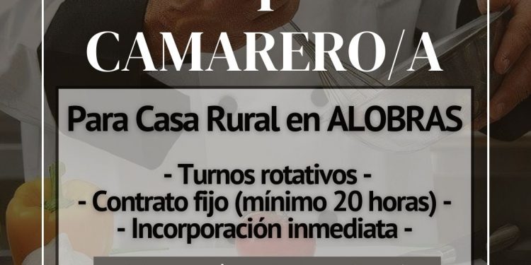 Oferta de empleo de cocinero/camarero en Alobras