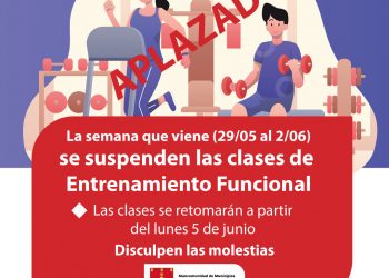 La semana que viene se suspenden las clases de Entrenamiento Funcional
