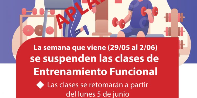 La semana que viene se suspenden las clases de Entrenamiento Funcional