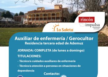 Residencia tercera edad de Ademuz precisa Auxiliar de Enfermería / Gerocultor/a