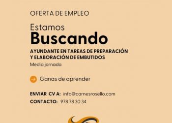 Oferta de empleo en Torrebaja: Ayudante en tareas de preparación y elaboración de embutidos