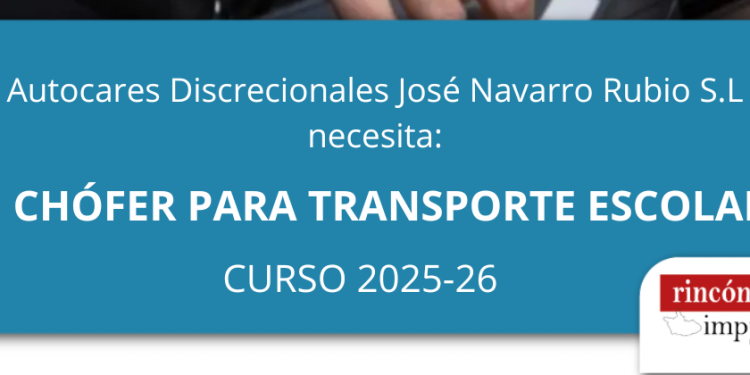Oferta de Empleo: Chófer para transporte escolar en el Rincón de Ademuz parar el Curso 2025-26